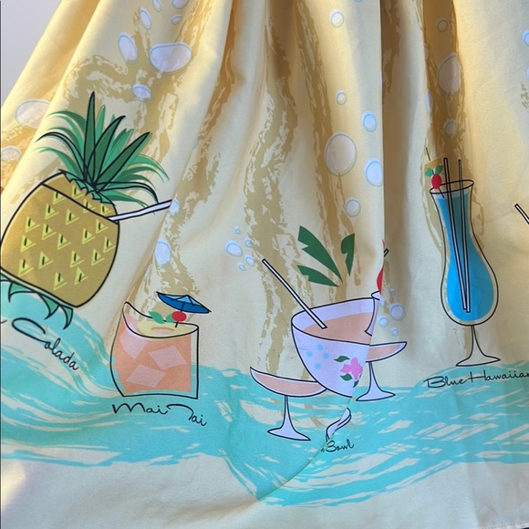 Pinup Yellow Tiki Cocktail Print Skirt XL from The Oblong Box Shop TOBS - Picture 7 of 12